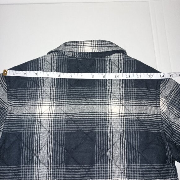 Sonoma Blue & White Plaid Quilted Shacket Boys Small Flannel Lined Shirt Jacket - Picture 10 of 15